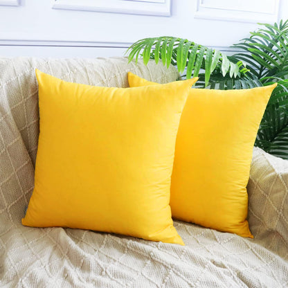 Thmyo 4-Pack 100% Cotton Comfortable Solid Decorative Throw Pillow Cases Square Cushion Covers Sublimation Blank DIY Throw Pillowcase (Only Pillow Covers No Inserts)(18x18 inch/45x45cm,Yellow)