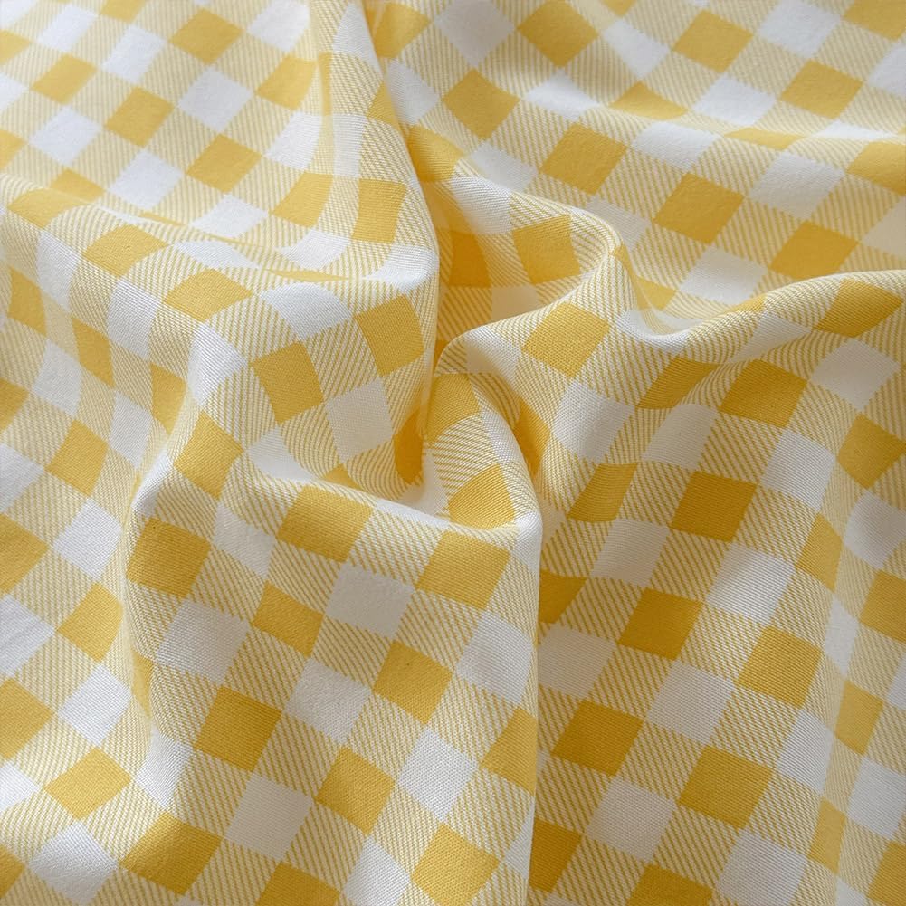 NSNLGSGC Yellow Ruffled Plaid Gingham Pillow Shams 20"x20", Set of 2 Taupe Checked Pre-Washed Microfiber Farmhouse Pillowcases for Bed/Sofa (20"x20", Yellow Gingham)