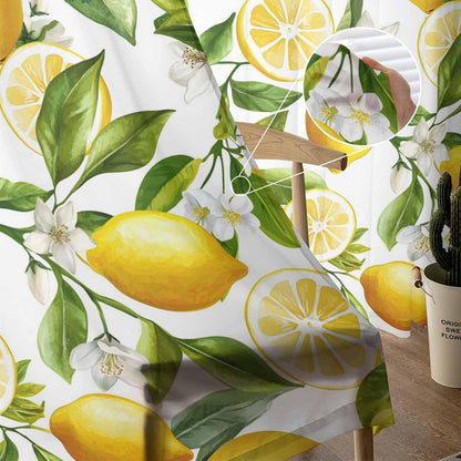 Lemon Sheer Curtains 72 Inch Length 2 Panels Set, Summer Garden Fruit Lemon Slice and Leaves Semi Transparent Voile Rod Pocket Curtains for Living Dining Room Bedroom Drapes