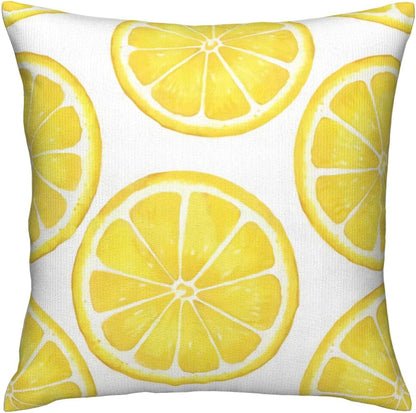 Yellow Sliced Lemon Double Sided Faux Fur Pillow Cover with Hidden Zipper - Soft Decorative Pillow Case for Sofa Bed Car