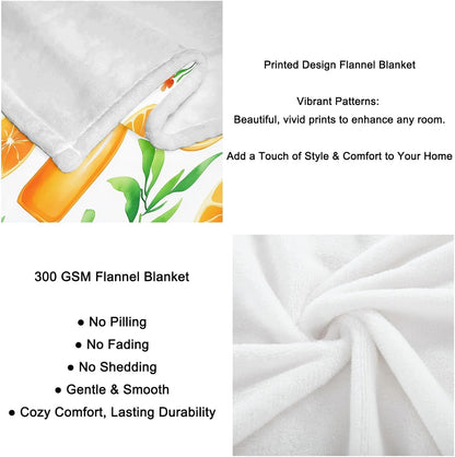 Plant-Based Lemon Bottle Super Soft Fluffy Fleece Throw Blanket Non-Shedding, Cozy Blanket for Couch, Sofa or Bed – Ideal for Adults & Kids Room Décor Gift, Yellow-Green, 87" x 94"