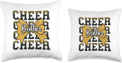 Cheer Brother Bow Sport Cheerleader Cheerleading Yellow Throw Pillow