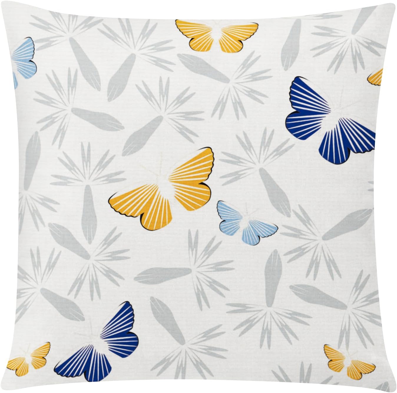 COMMINY Yellow Blue Pillow Covers 18x18 Set of 6, Daisy Flower Throw Pillow Cover Case Rustic Square Cushion Cover for Sofa Bedroom Living Room Farmhouse Home Decor