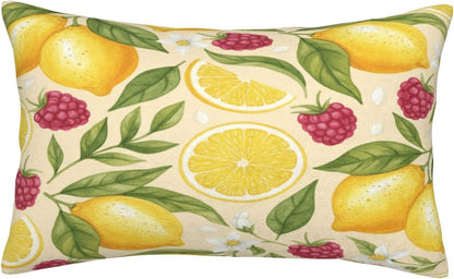 Throw Pillow Covers 14x20 Inch, Lemon Summer Fruit Both Sides Soft Decorative Rectangular Cushion Case with Zipper, Aesthetic Home Decor for Living Room Farmhouse Couch Bed Sofa Car