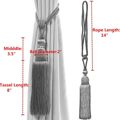 Selling Wonderful Curtain Holdbacks Curtains Tiebacks Home Decorative Braided Buckle Fastener Accessories Window Drapery Ball Tassels Tiebacks, Set of 2 (Light Yellow)