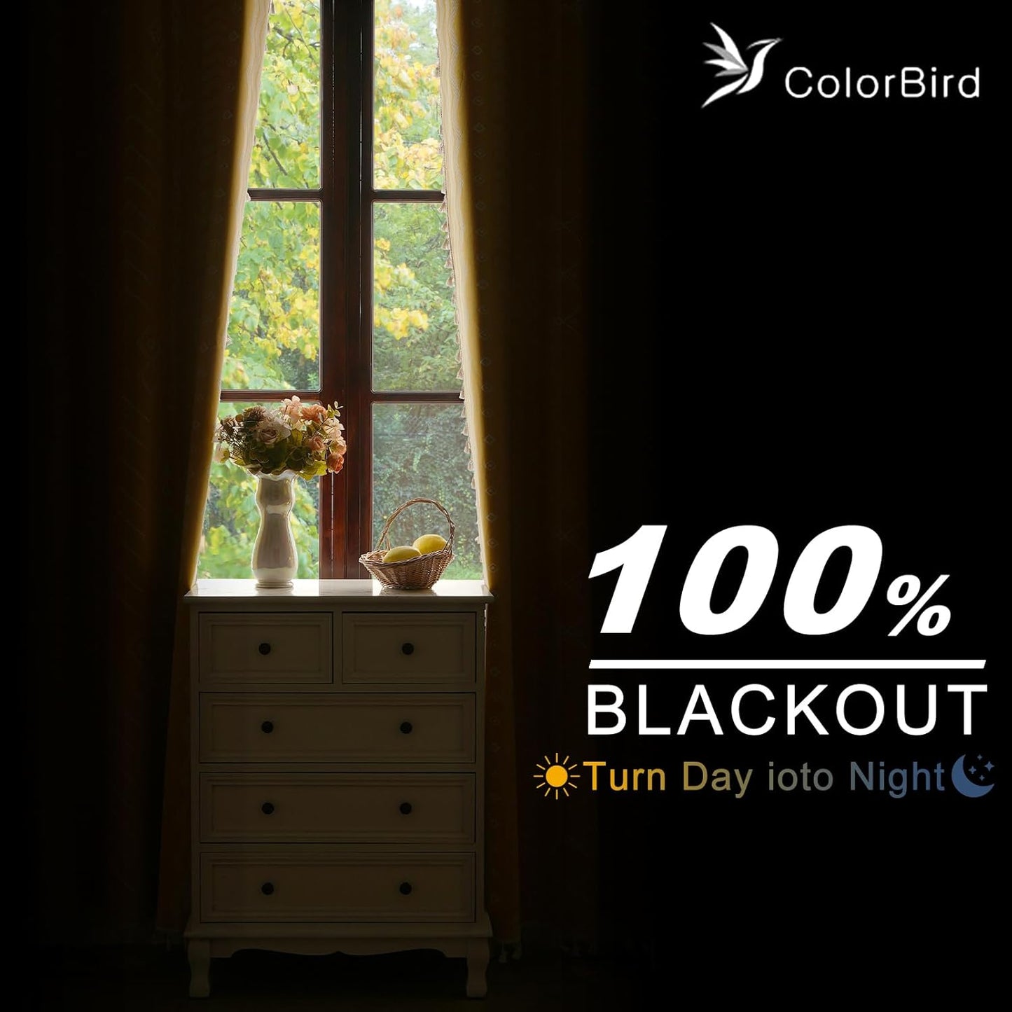 ColorBird Boho Blackout Curtains 2 Panels 84 Inch Length Mustard Yellow Thermal Insulated Southwest Window Treatment Patterned Western Black Out Patterned Curtain Drapes for Living Room Bedroom