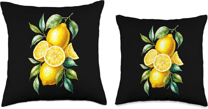 Watercolor Citrus Lemonade Minimalist Summer Lemon Throw Pillow