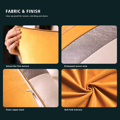 Avigers 12 x 20 Inches Yellow White Gold Leather Striped Patchwork Velvet Cushion Case Luxury Modern Throw Pillow Cover Decorative Pillow for Couch Living Room Bedroom Car