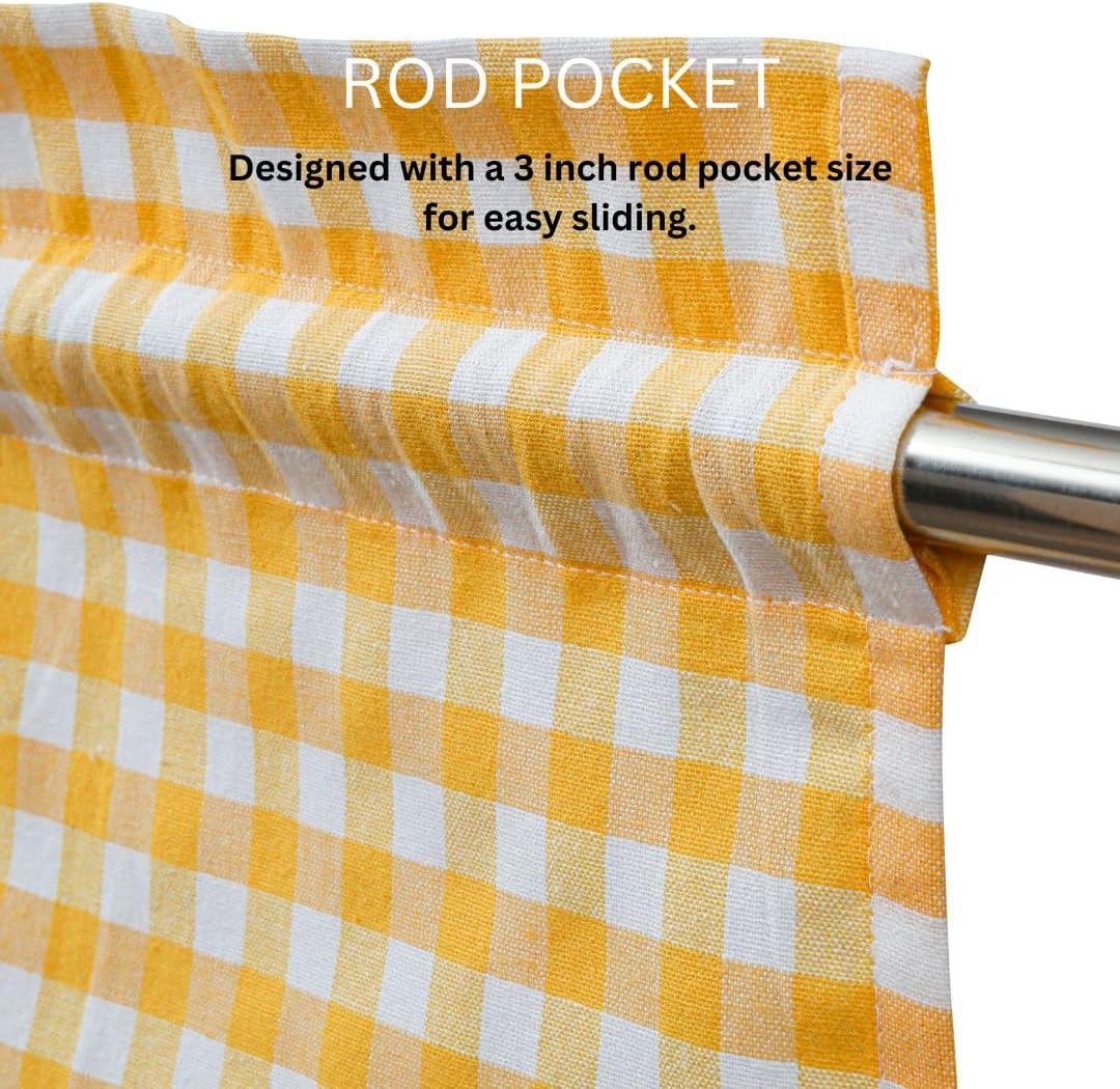 Curtains 84 Inch Length 2 Panels Set - Farmhouse Style Easy to Install Window Treatment Set - Long Drapes for Bedroom Living Room Darkening Curtain Rod Pocket (2 Panels, W40 x L84, Yellow)
