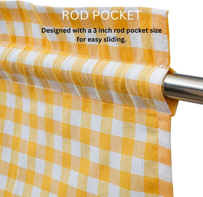 Curtains 84 Inch Length 2 Panels Set - Farmhouse Style Easy to Install Window Treatment Set - Long Drapes for Bedroom Living Room Darkening Curtain Rod Pocket (2 Panels, W40 x L84, Yellow)