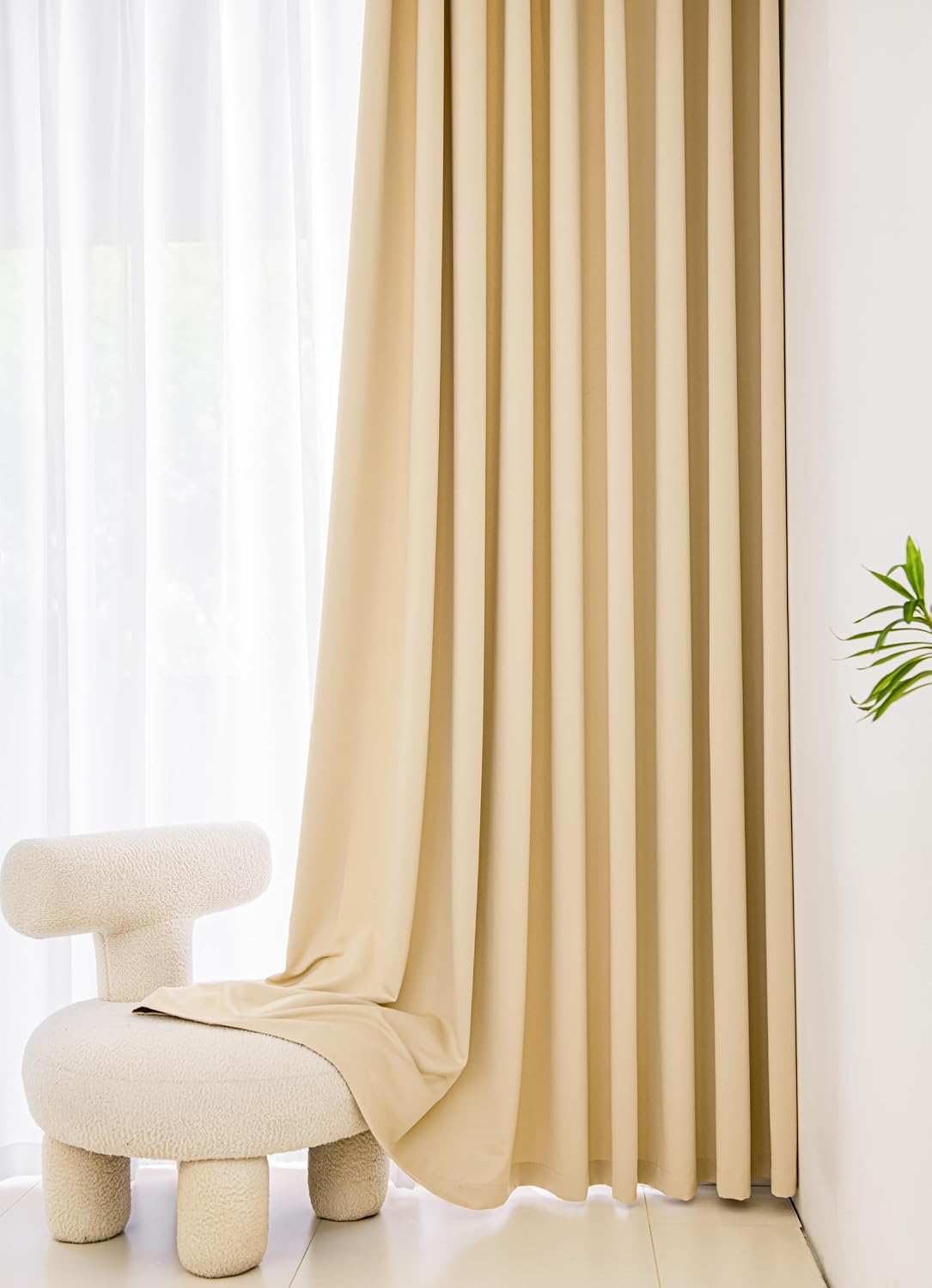 Windows Light Yellow Blackout Curtains 90 inches Long 2 Panels Set Grommet Blackout Drapes Energy Saving Noise Reducing Thermal Insulated for Bedroom Living Room Nursery