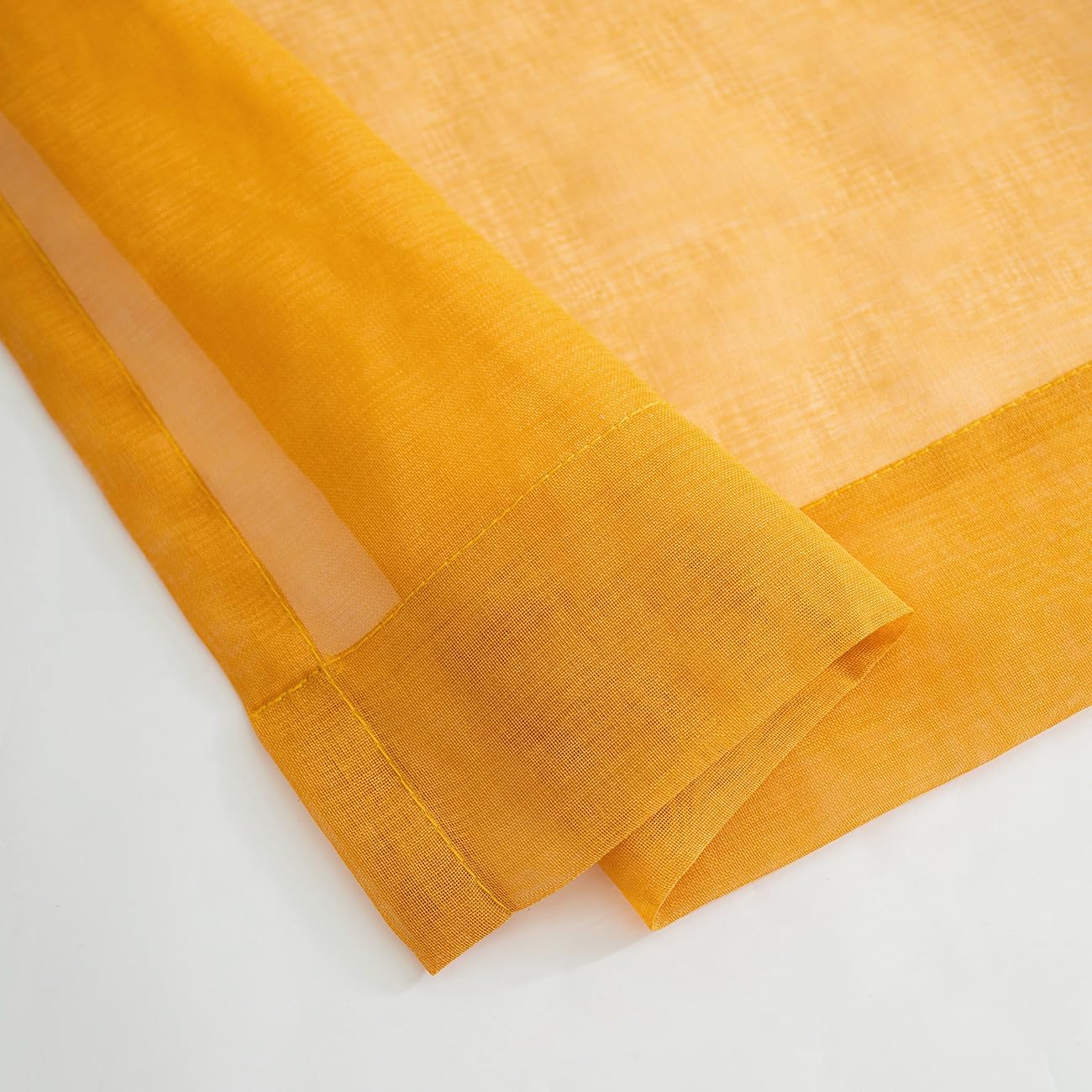 Yellow Sheer Curtains 95 inch Length 2 panels, Rod Pocket Semi Sheer Privacy Curtains, Window Treatments Soft Voile Drapes for Windows Living Room Bedroom French Doors Doorway Divider, 52"Wx 95"L
