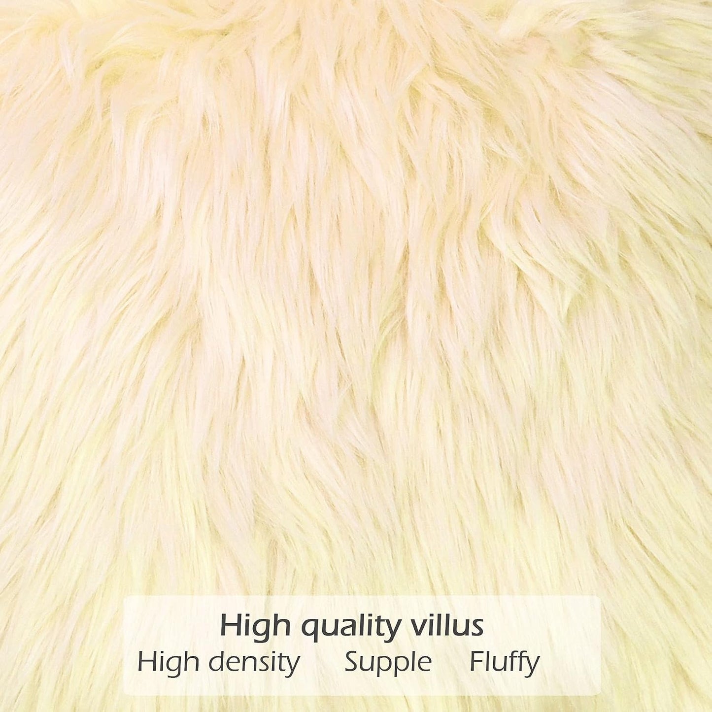 LIGICKY Luxury Series Soft Faux Fur Throw Pillow Cover Decorative Square Plush Pillow Case Cushion Cover for Couch Sofa Bed, 18" x 18" Light Yellow