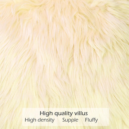 LIGICKY Luxury Series Soft Faux Fur Throw Pillow Cover Decorative Square Plush Pillow Case Cushion Cover for Couch Sofa Bed, 18" x 18" Light Yellow