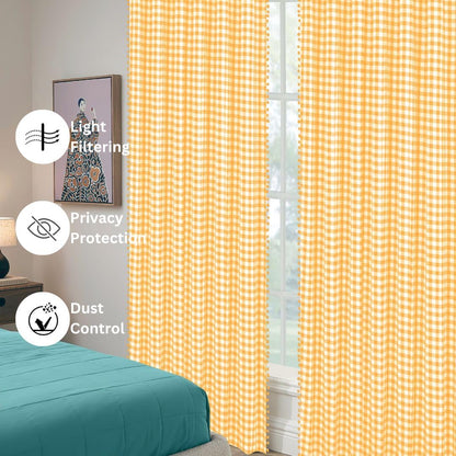 Curtains 84 Inch Length 2 Panels Set - Farmhouse Style Easy to Install Window Treatment Set - Long Drapes for Bedroom Living Room Darkening Curtain Rod Pocket (2 Panels, W40 x L84, Yellow)