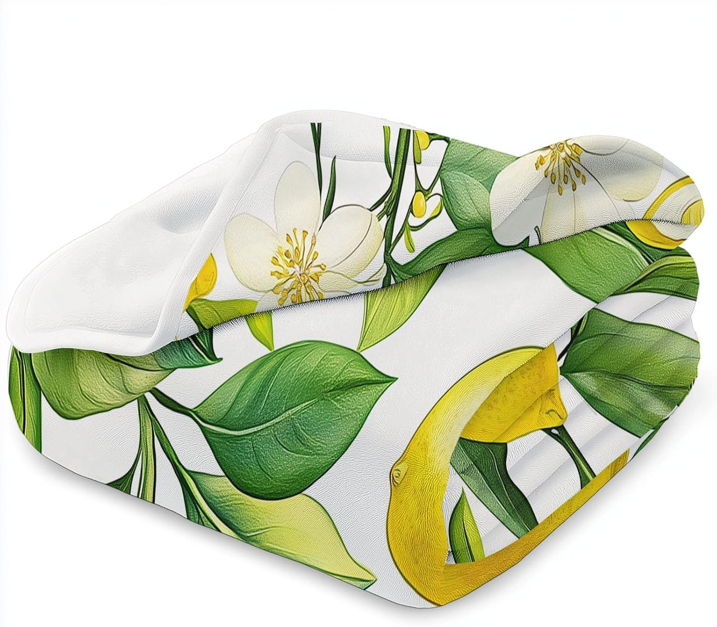 Yellow Green Kids Throw Blanket, Watercolor Plant Lemon Print Blankets for Boys Girls, Warm Lightweight Plush Throw Fleece for Sofa Chair Couch Bed, 79 x 79 inch