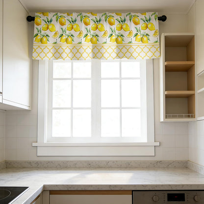 LeLehome Moroccan Window Curtain Valance 1 Panel, 54 X 18 Inch Window Treatment Summer Home Decor Linen with Rod Pocket for Cafe Kitchen Bedroom, Yellow Lemon