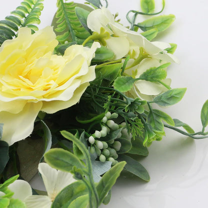 Artificial Flower Curtain Tiebacks No-Drill, Yellow-2Pcs | Rose Flower Design, Easy to Use, Elegant Window Curtain Decor