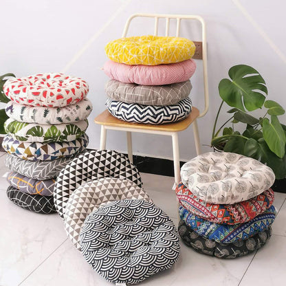 vctops Bohemian Soft Round Chair Pad Garden Patio Home Kitchen Office Seat Cushion Grid Yellow Diameter 16"