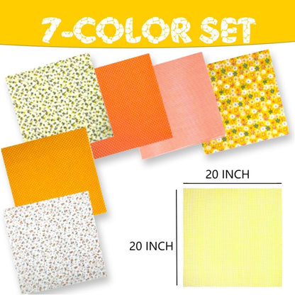 Grade Cotton Quilting Fabric Bundle, 100% Cotton Floral Print Patchwork Material for DIY Sewing, Cushions, Crafts, Machine Washable, Multi-Color Patterns (Yellow, 20 * 20'')