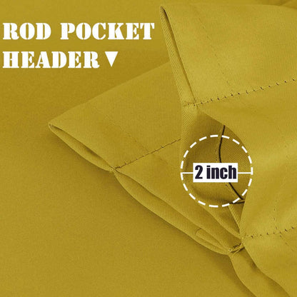 Valance for Windows Rod Pocket Yellow Valance Light Reducing Valance Curtains 1 piece, 52" W x 18" L