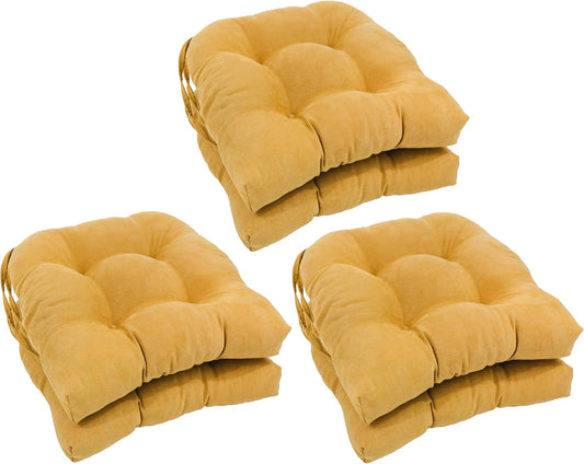 Blazing Needles 16-inch U-Shaped Indoor Microsuede Chair Cushions (Set of 2, 4, or 6) Lemon Set of 6