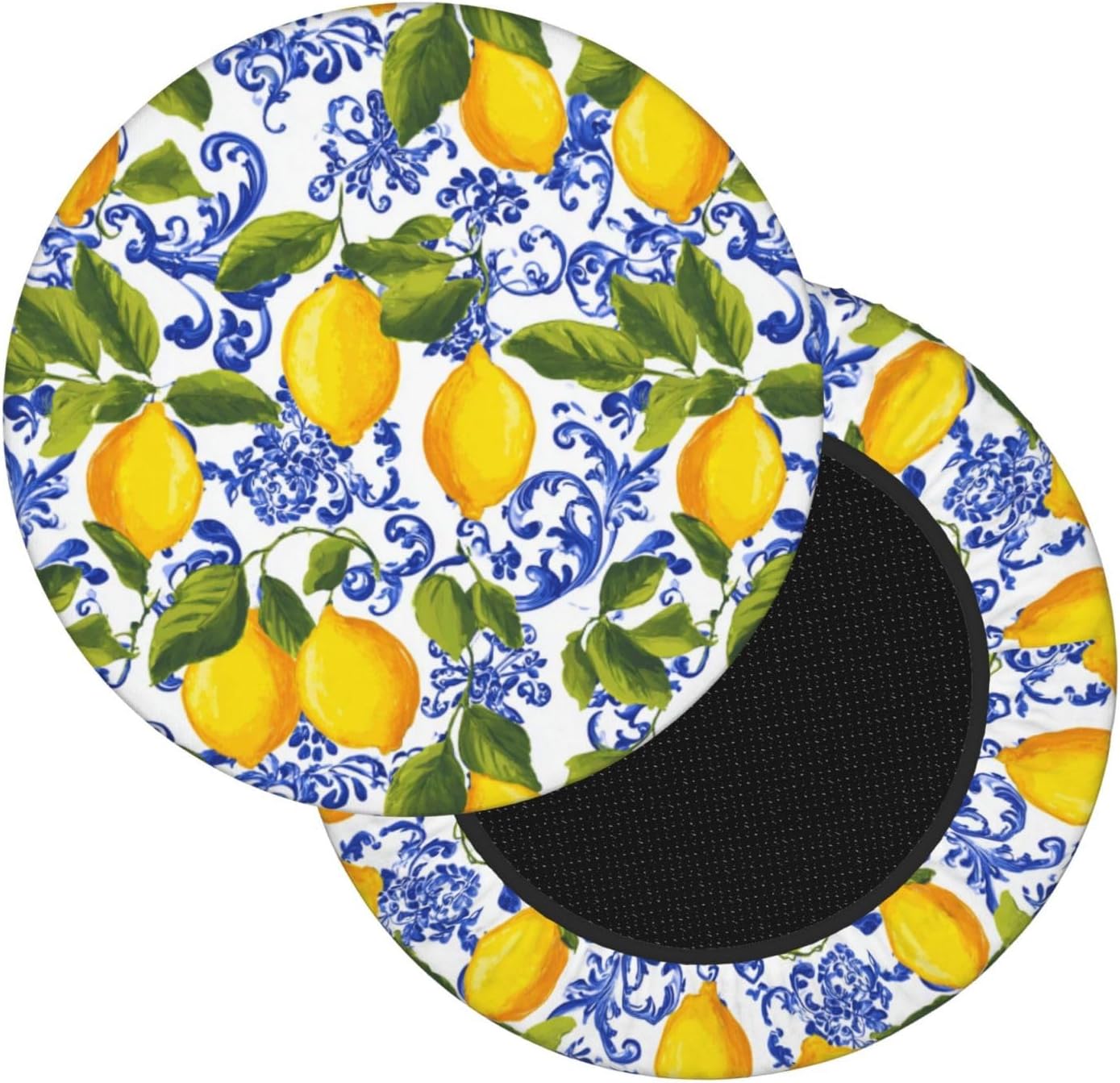Vibrant Yellow Lemons Round Bar Stool Cover Waterproof Stool Slipcover Anti-Slip Seat Cover Cushion 13 Inch