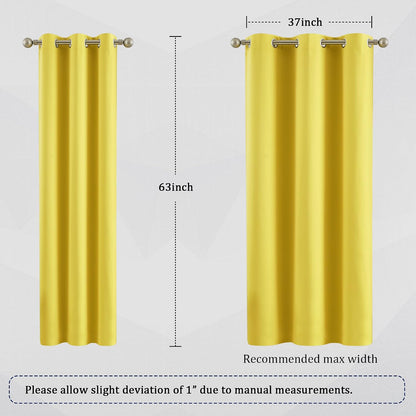 DUALIFE Yellow Blackout Curtains for Living Room- Grommet Thermal Insulated Window Curtain Drapes for Bedroom Illuminating Yellow (42 W x 63 L, 2 Panels)