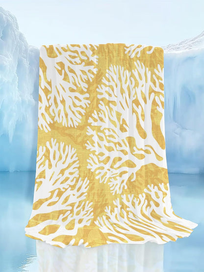 Cooling Blanket for Hot Sleepers, Yellow Coral Coastal Lightweight Breathable Summer Blanket, White Summer Beach Ocean Seaside Double-Side Cool Throw Blankets for Sleeping Travel, 40"x60"