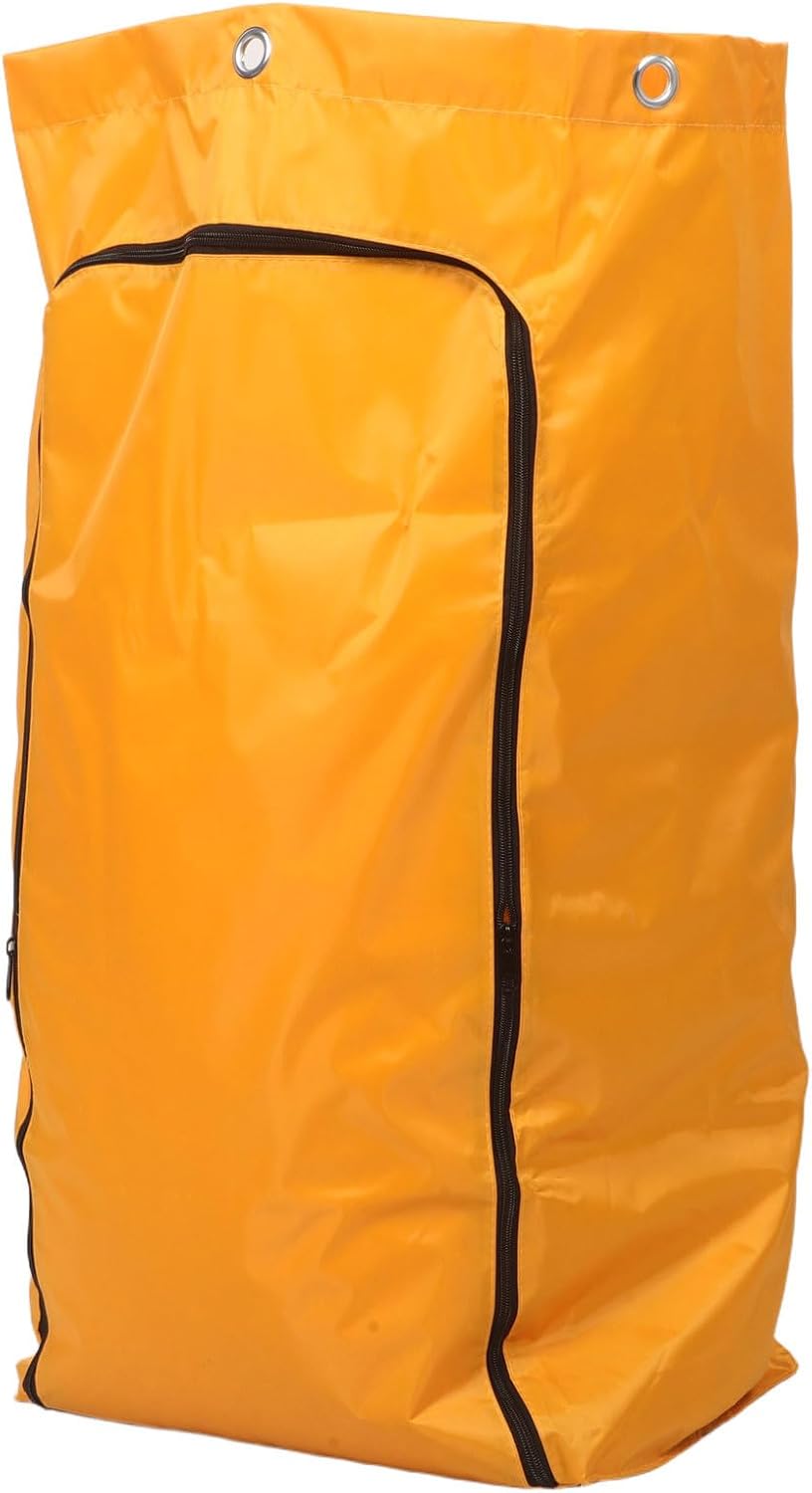 Housekeeping Cart Organizer Replacement Bag for Janitorial Cart, Yellow Oxford Cloth Utility Bag with Zippered Front, Resists Wear and Tear, for Hotel and Cleaning Company Use