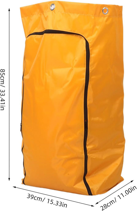 Housekeeping Cart Organizer Replacement Bag for Janitorial Cart, Yellow Oxford Cloth Utility Bag with Zippered Front, Resists Wear and Tear, for Hotel and Cleaning Company Use