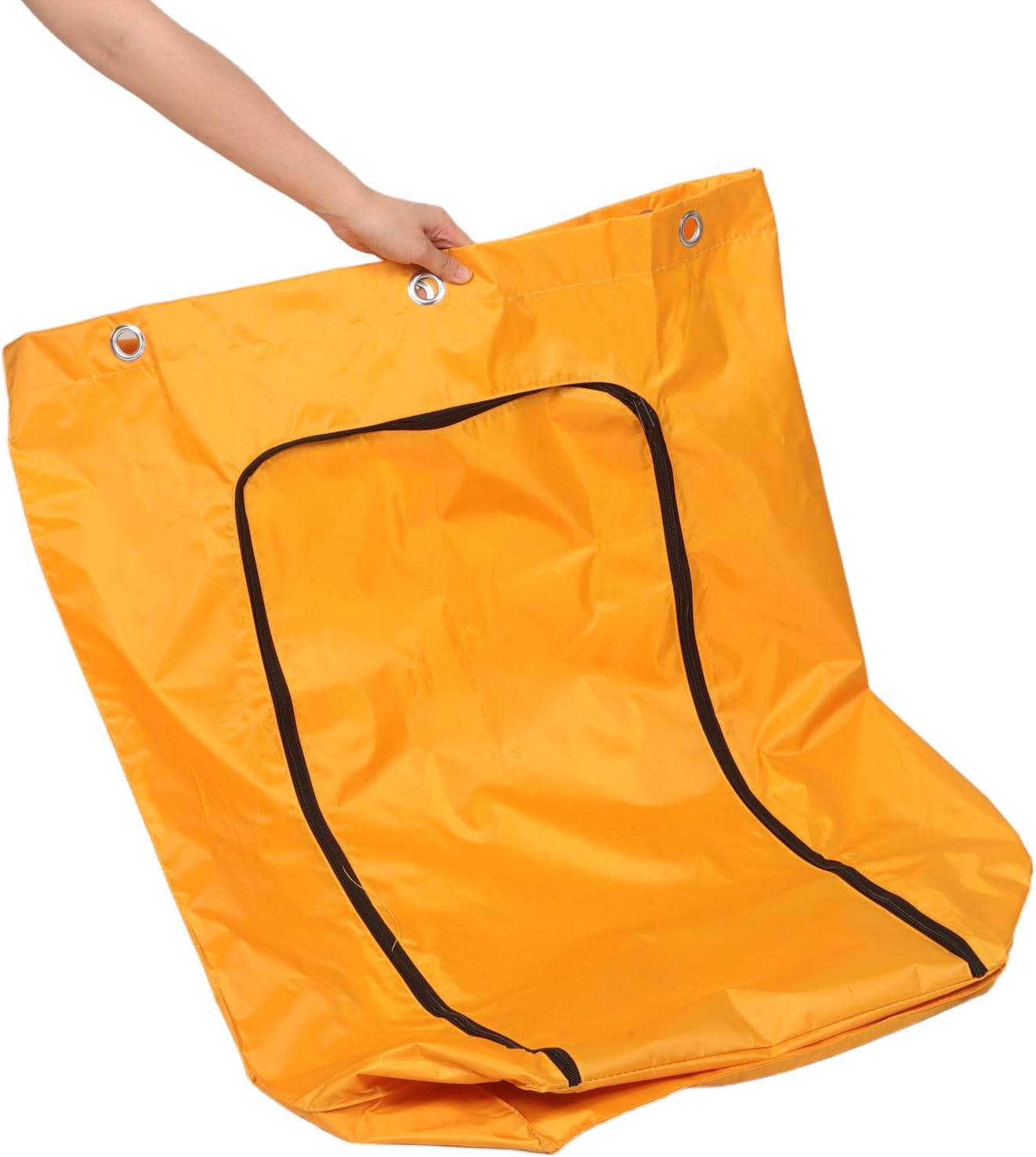 Housekeeping Cart Organizer Replacement Bag for Janitorial Cart, Yellow Oxford Cloth Utility Bag with Zippered Front, Resists Wear and Tear, for Hotel and Cleaning Company Use