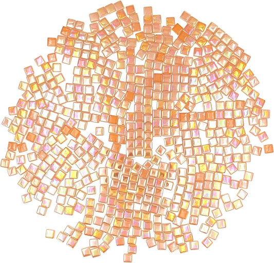 1.1lb Square Crystal Mosaic Tiles, Iridescent Mosaic Glass Tiles for Crafts, Mosaic Pieces DIY Hobbies Children Handmade Jewelry Art Decoration Gifts,525 Pieces (Lemon Yellow)