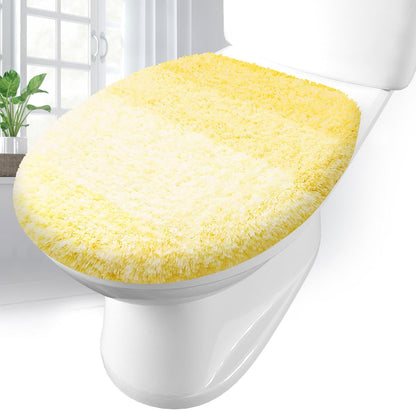 Soft Microfiber Bathroom Toilet Lid Cover, Machine Washable Seat Covers, 17.5 x 15, Stays in Place Rubber Backing, Fits Most Round, Elongated and Oblong Lids, Accessories Decor, Yellow