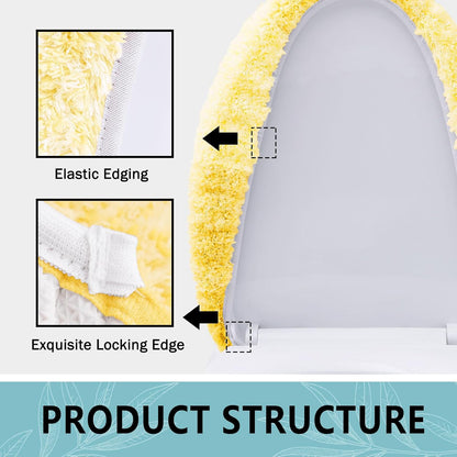 Soft Microfiber Bathroom Toilet Lid Cover, Machine Washable Seat Covers, 17.5 x 15, Stays in Place Rubber Backing, Fits Most Round, Elongated and Oblong Lids, Accessories Decor, Yellow