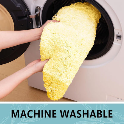 Soft Microfiber Bathroom Toilet Lid Cover, Machine Washable Seat Covers, 17.5 x 15, Stays in Place Rubber Backing, Fits Most Round, Elongated and Oblong Lids, Accessories Decor, Yellow