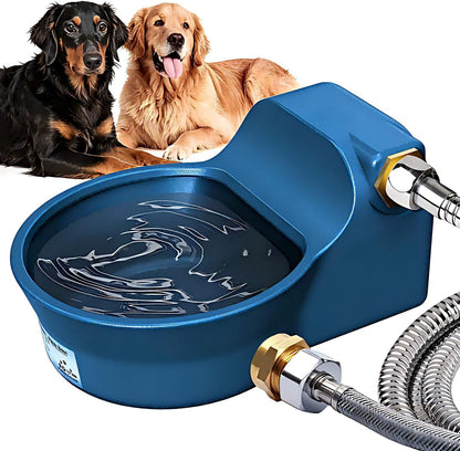 Patented Automatic Dog Water Dispenser, 2L Dog Water Bowl Dispenser Fit 3/4''GHT Faucet, Outdoor Automatic Water Dispenser for Dogs Chicken Waterer, Accessories Included: Water Hose, Copper Connector