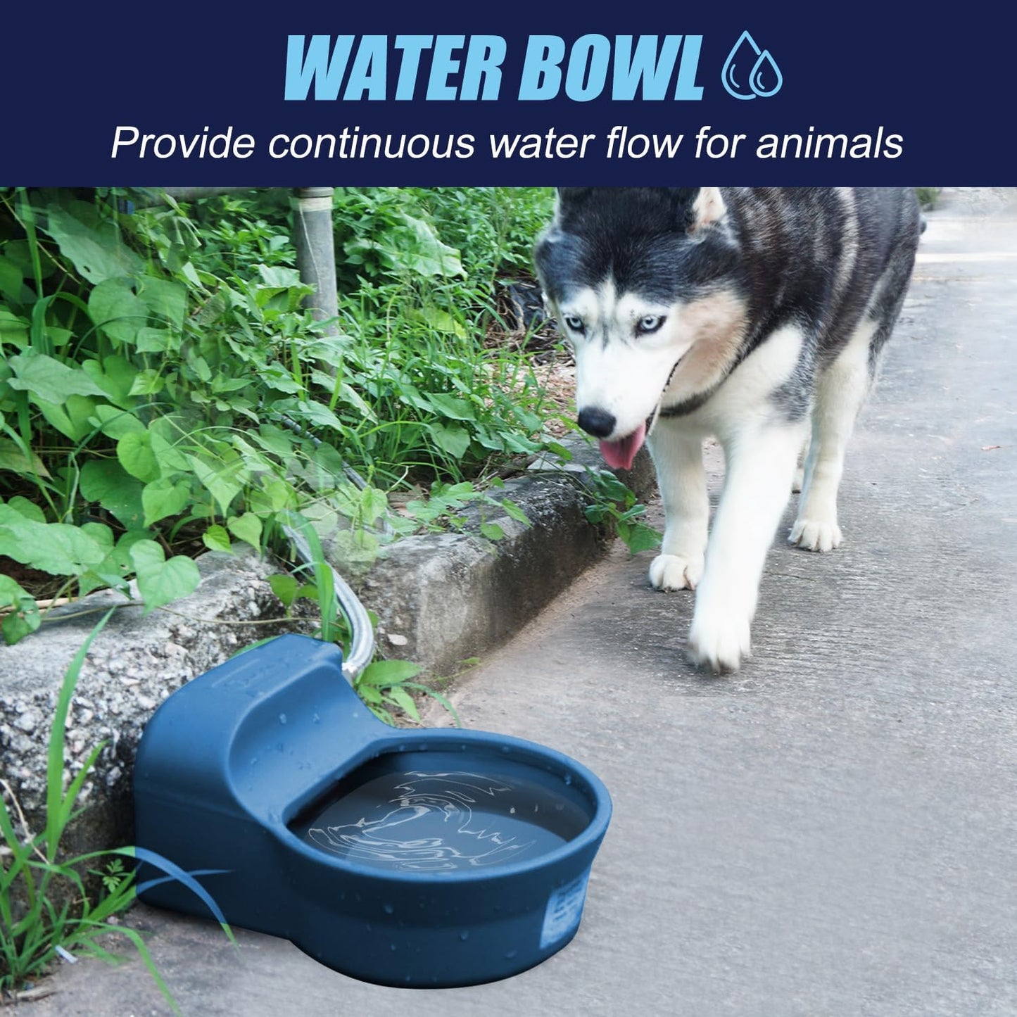 Patented Automatic Dog Water Dispenser, 2L Dog Water Bowl Dispenser Fit 3/4''GHT Faucet, Outdoor Automatic Water Dispenser for Dogs Chicken Waterer, Accessories Included: Water Hose, Copper Connector