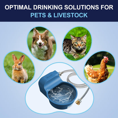 Patented Automatic Dog Water Dispenser, 2L Dog Water Bowl Dispenser Fit 3/4''GHT Faucet, Outdoor Automatic Water Dispenser for Dogs Chicken Waterer, Accessories Included: Water Hose, Copper Connector