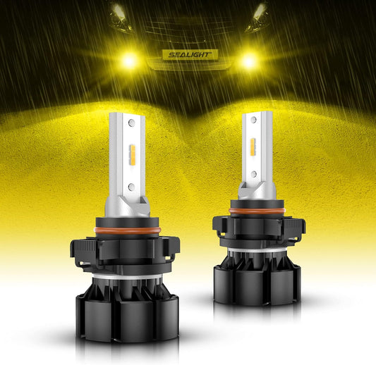 2504 PSX24W LED Fog Lights Bulbs, 13,000LM 3000K Yellow 600% Brightness 11W High Power 2504 PSX24W LED Fog Light DRL Bulbs Replacement For Cars,Trucks, Clearance Light Marker Light(Pack of 2)