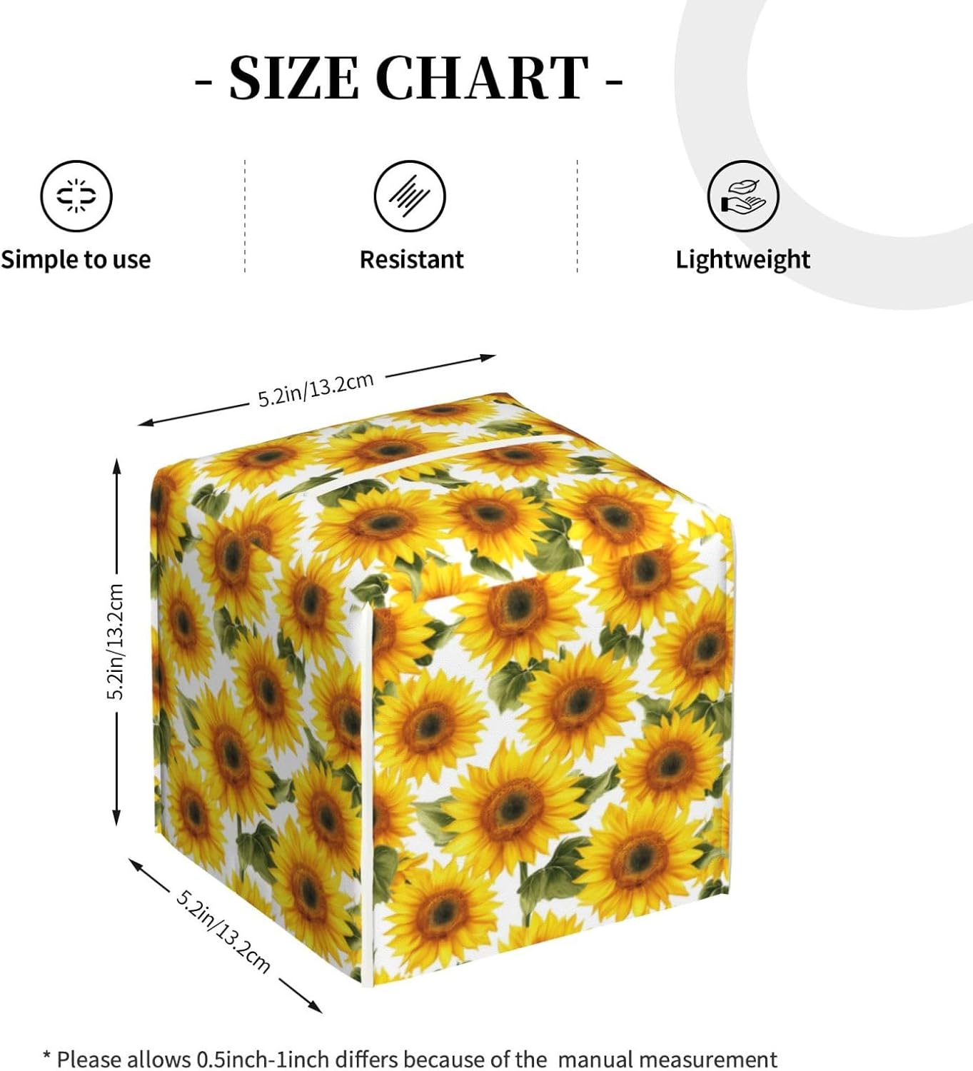 Yellow Sunflowers Petals Tissue Box Cover Square, Waterproof Leather Tissue Box Holder Portable Dispenser Modern Home Decoration for Bathroom Car Nightstand Vanity