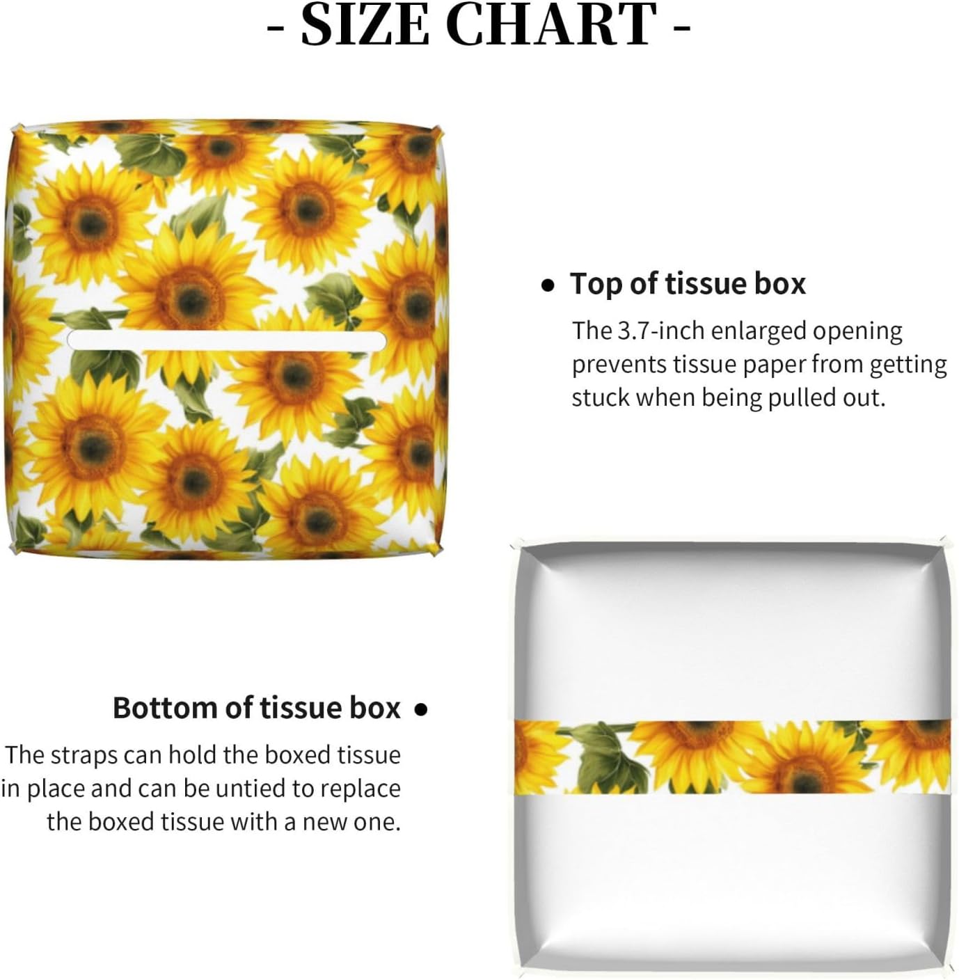 Yellow Sunflowers Petals Tissue Box Cover Square, Waterproof Leather Tissue Box Holder Portable Dispenser Modern Home Decoration for Bathroom Car Nightstand Vanity