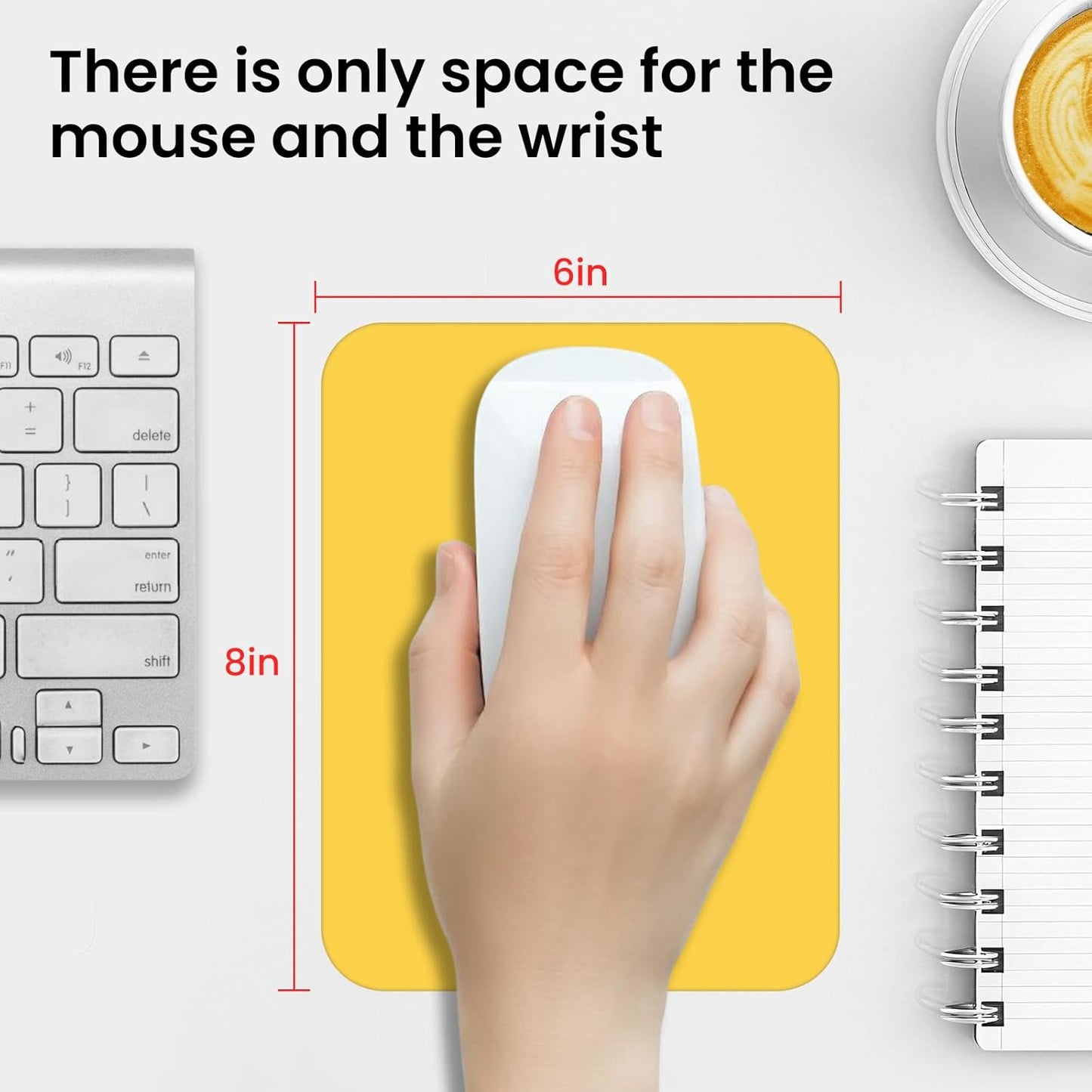 Small Mouse Pad 6 x 8 Inch, Horizontal and Vertical Flexible use. Great for Traveling, Wireless laptops, Keyboard Trays, Offices, etc. (Yellow)