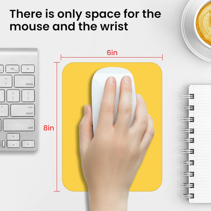 Small Mouse Pad 6 x 8 Inch, Horizontal and Vertical Flexible use. Great for Traveling, Wireless laptops, Keyboard Trays, Offices, etc. (Yellow)