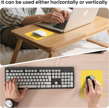 Small Mouse Pad 6 x 8 Inch, Horizontal and Vertical Flexible use. Great for Traveling, Wireless laptops, Keyboard Trays, Offices, etc. (Yellow)
