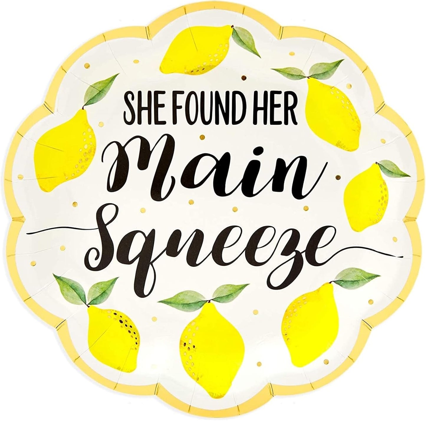 48-Pack Lemon Party Plates, She Found Her Main Squeeze (9 in)