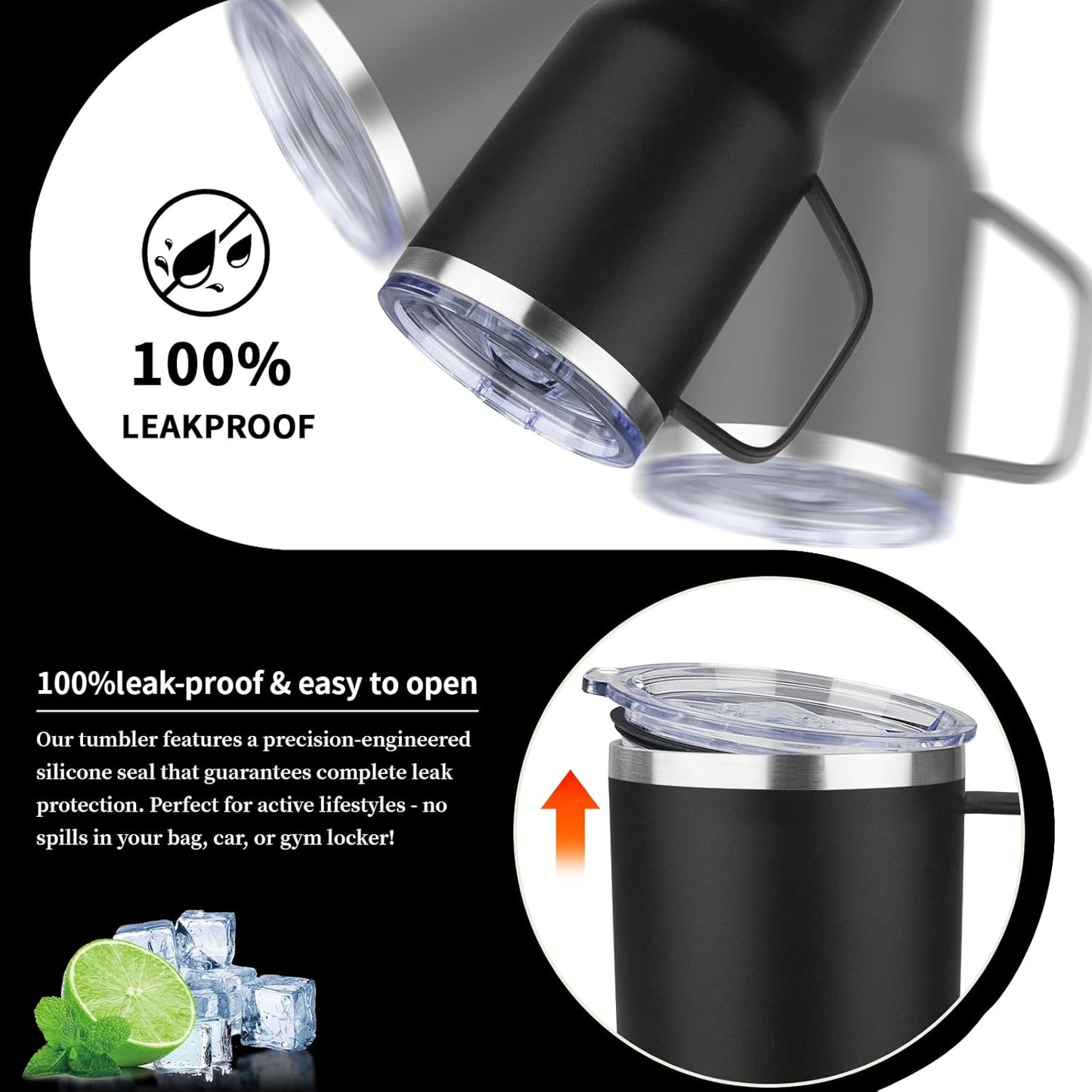 20oz Insulated Tumbler with Handle Stainless Steel Travel Coffee Mug with Lid and Straw Double Wall Vacuum Leak-proof Reusable Thermal Water Cup for Hot and Cold Drinks (Yellow,1 Pack)