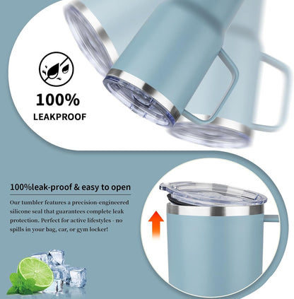 20oz Insulated Tumbler with Handle Stainless Steel Travel Coffee Mug with Lid and Straw Double Wall Vacuum Leak-proof Reusable Thermal Water Cup for Hot and Cold Drinks (Yellow,1 Pack)