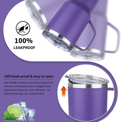 20oz Insulated Tumbler with Handle Stainless Steel Travel Coffee Mug with Lid and Straw Double Wall Vacuum Leak-proof Reusable Thermal Water Cup for Hot and Cold Drinks (Yellow,1 Pack)