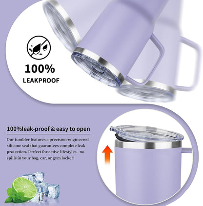 20oz Insulated Tumbler with Handle Stainless Steel Travel Coffee Mug with Lid and Straw Double Wall Vacuum Leak-proof Reusable Thermal Water Cup for Hot and Cold Drinks (Yellow,1 Pack)